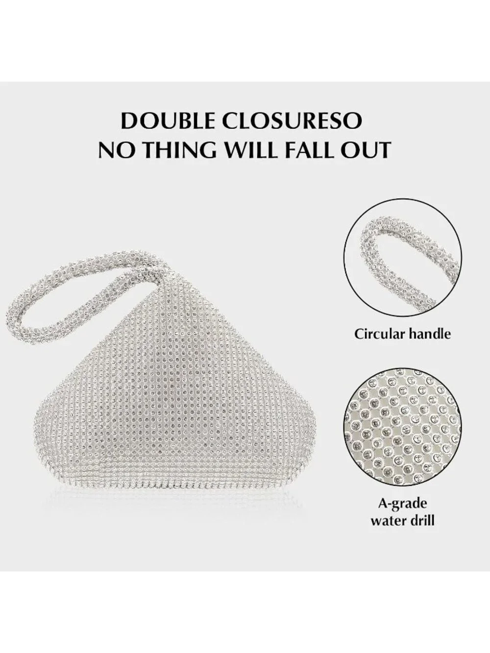 Women's Silver Rhinestone Triangle Clutch Purse Vintage Wedding Evening Bag